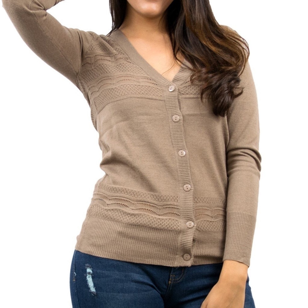 Button V-Collar Cardigan